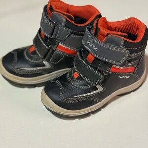 Geox Black and Red Boots with Velcro Closure